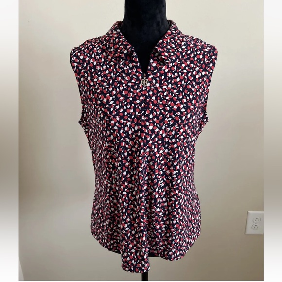 Tommy Hilfiger Women’s Collared Top Red White And Blue Size Large EUC - Picture 2 of 5
